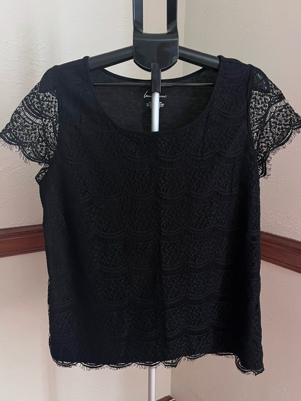 Lane Bryant Black Lace Short Sleeve Top Size 14/16
